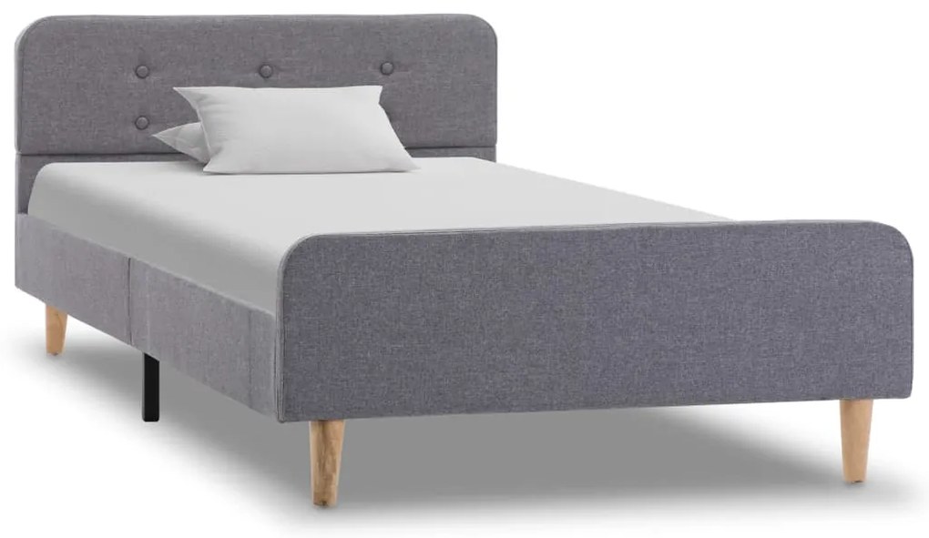 Estrutura de cama em tecido 100x200 cm cinzento-claro