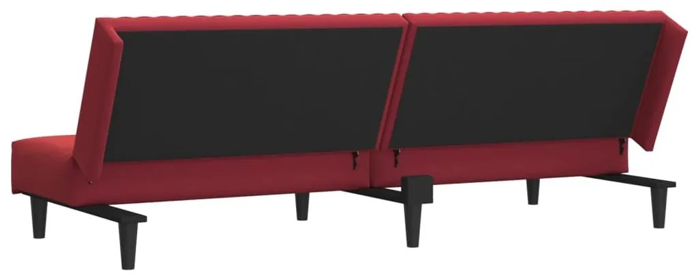 Sofá-cama de 2 lugares veludo vermelho tinto