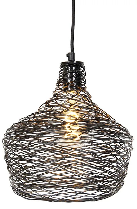 Candeeiro de suspensão preto dourado e cobre redondo 3-luzes - Sarella Design
