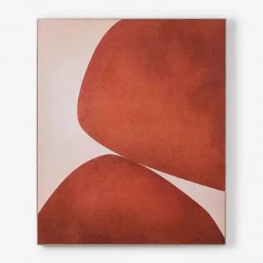 Quadro Decorativo 100x120 Cm Com Textura De Gesso Enara Vermelho Argila - Sklum