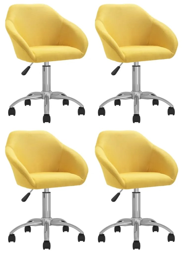 vidaXL Cadeiras de jantar giratórias 4 pcs tecido amarelo