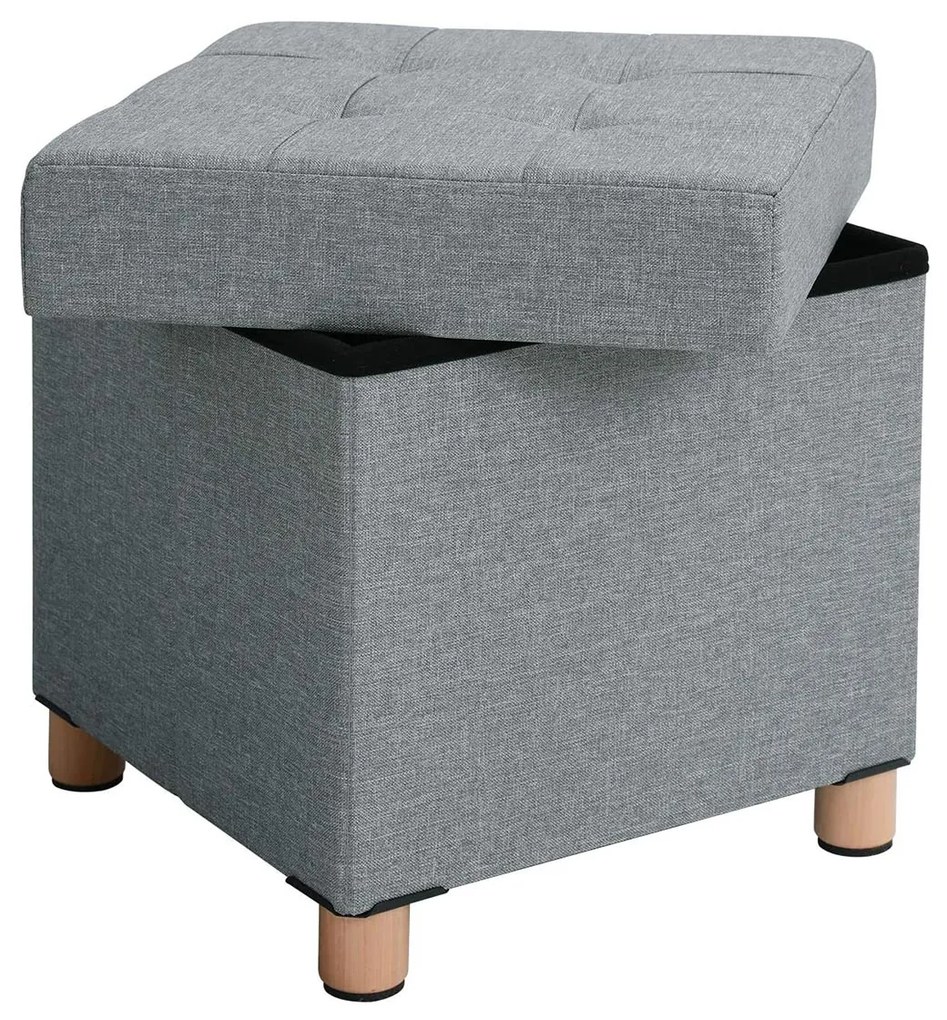 Banco dobrável acolchoado SONGMICS, baú com tampa, pés de madeira maciça, compacto, suporta até 300 kg, para quarto, corredor, quarto de criança, cinza claro LSF14GYX