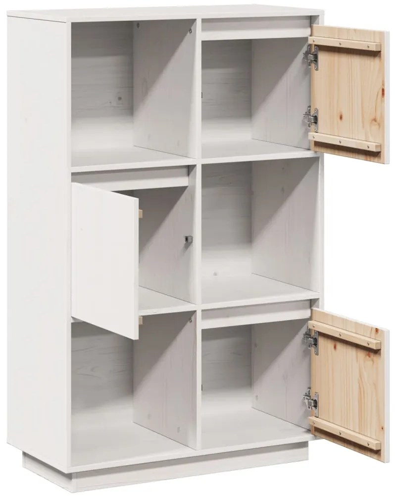 Aparador alto74x35x117 cm pinho maciço branco