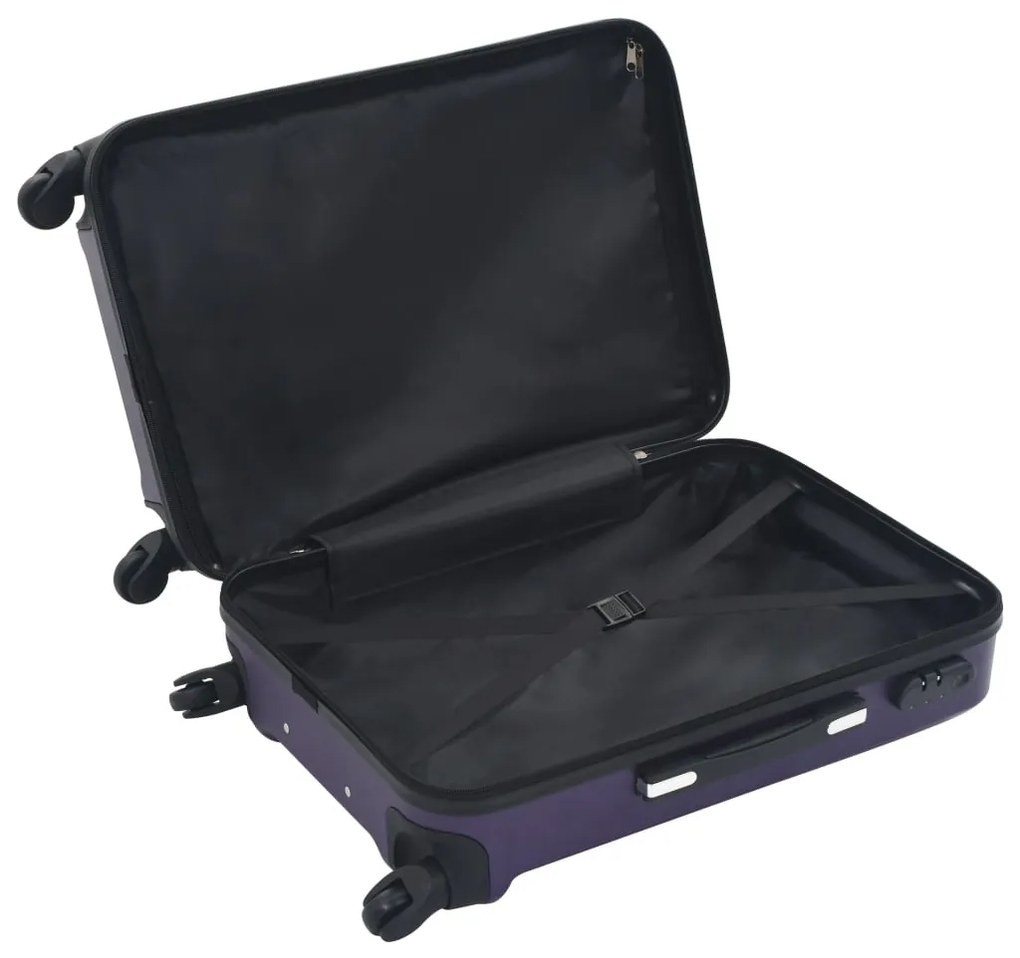 Conjunto de tróleis estojo rígido 3 pcs ABS roxo