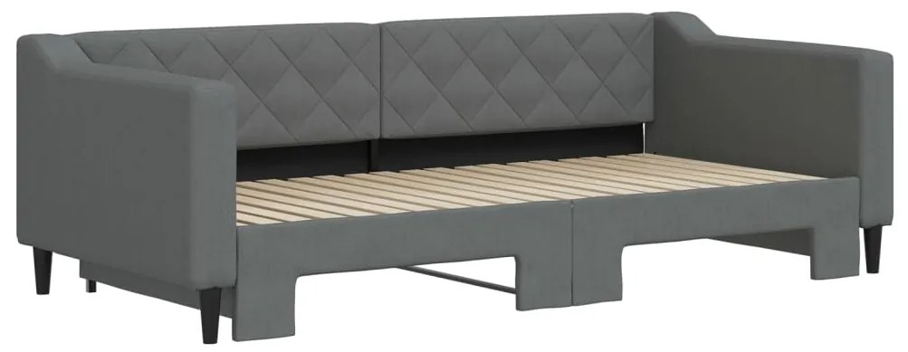Sofá-cama com gavetão 90x190 cm tecido cinzento-escuro