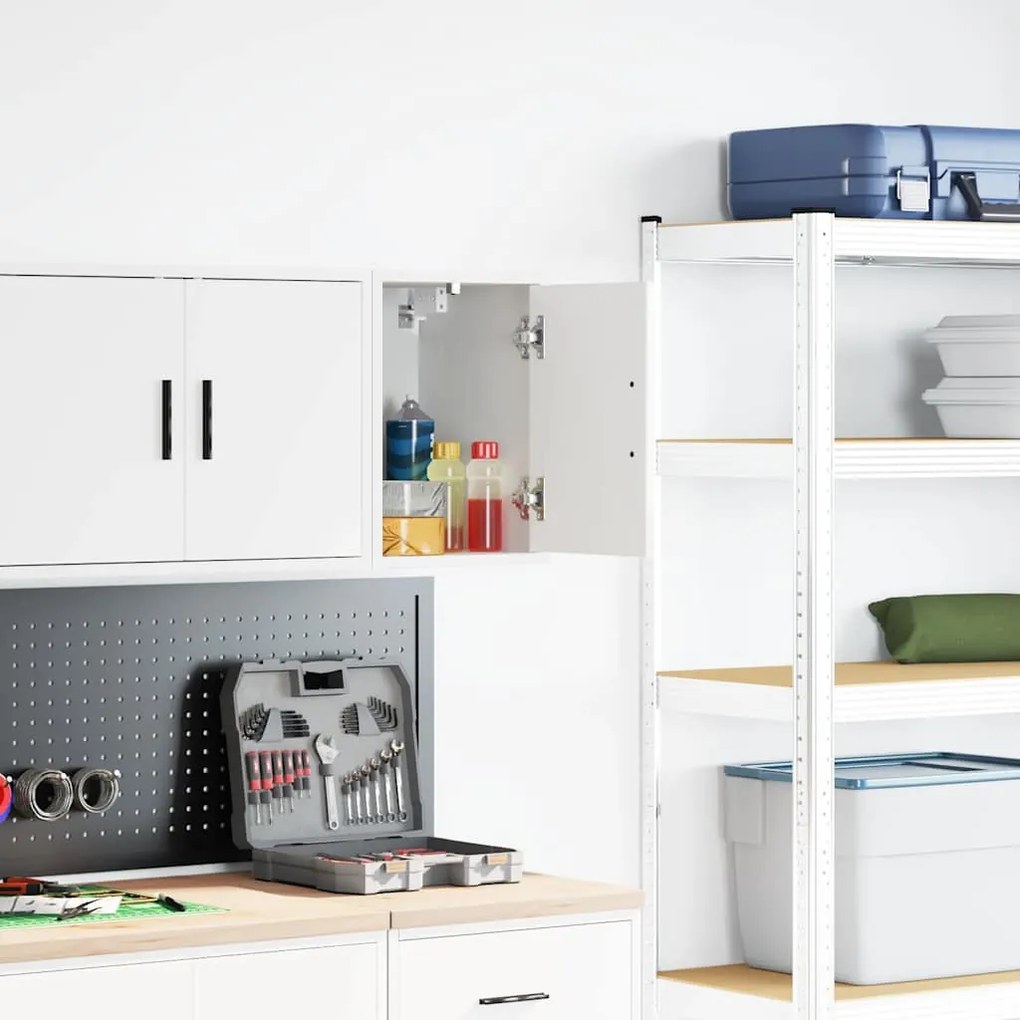 vidaXL Armário de parede da garagem branco madeira engenheirada