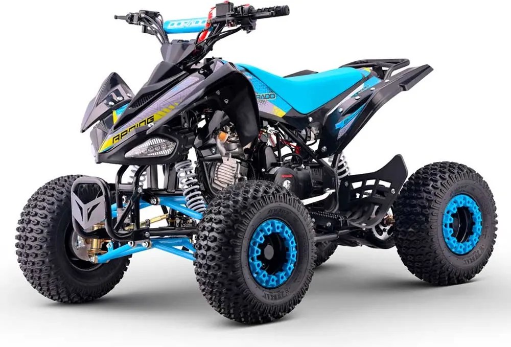 Mini moto 4 gasolina para crianças de 110 cc, automática, 4 tempos, com marcha-atrás e limitador de velocidade Dorado A110 R7 Azul