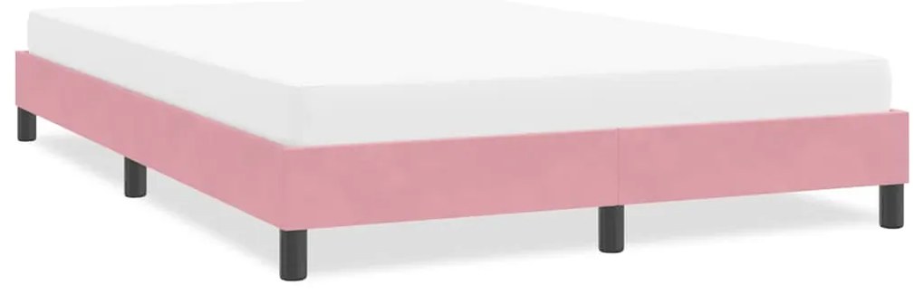 Estrutura de cama com colchão 160x210 cm veludo rosa