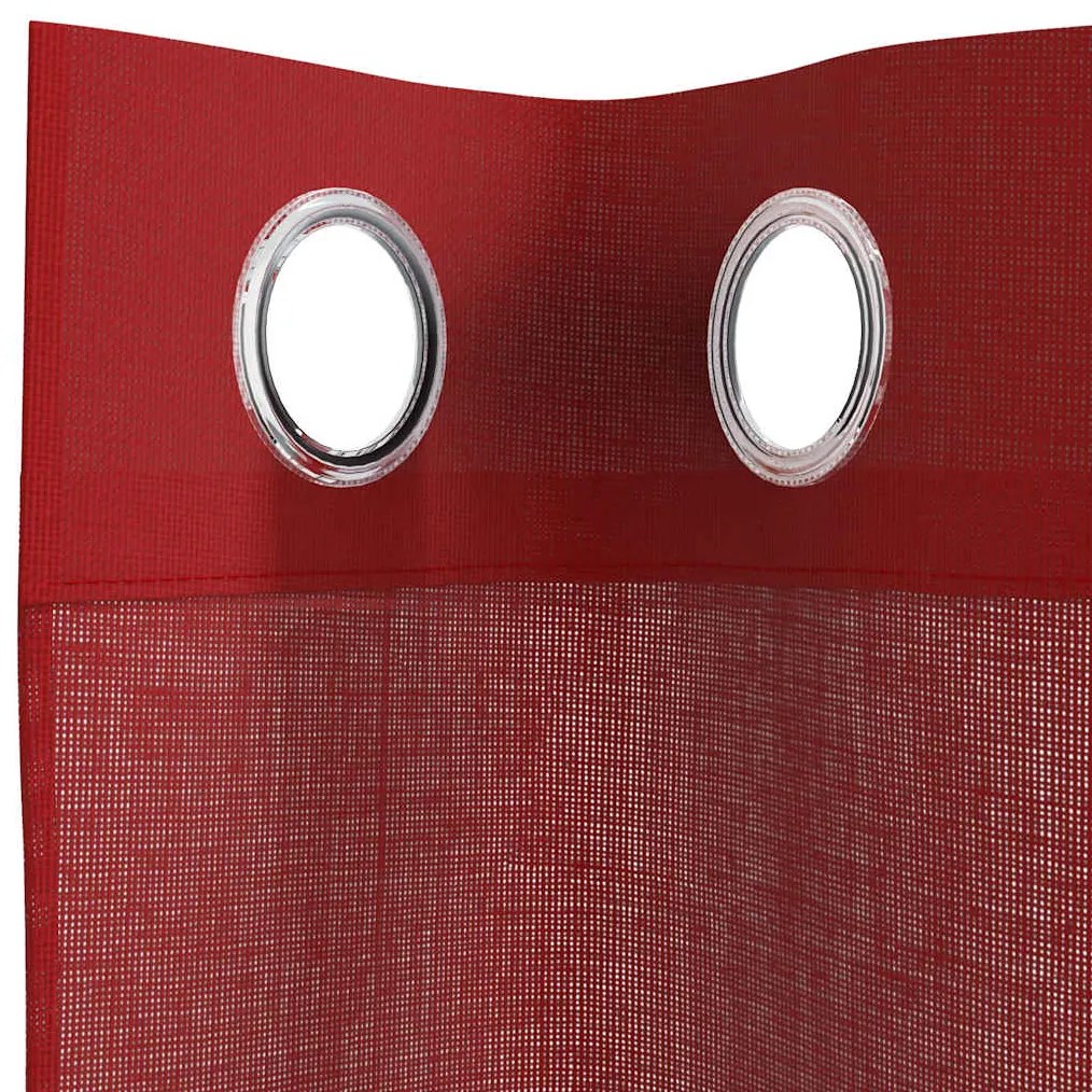 Cortinas de voile com ilhós 2 pcs vermelho tinto