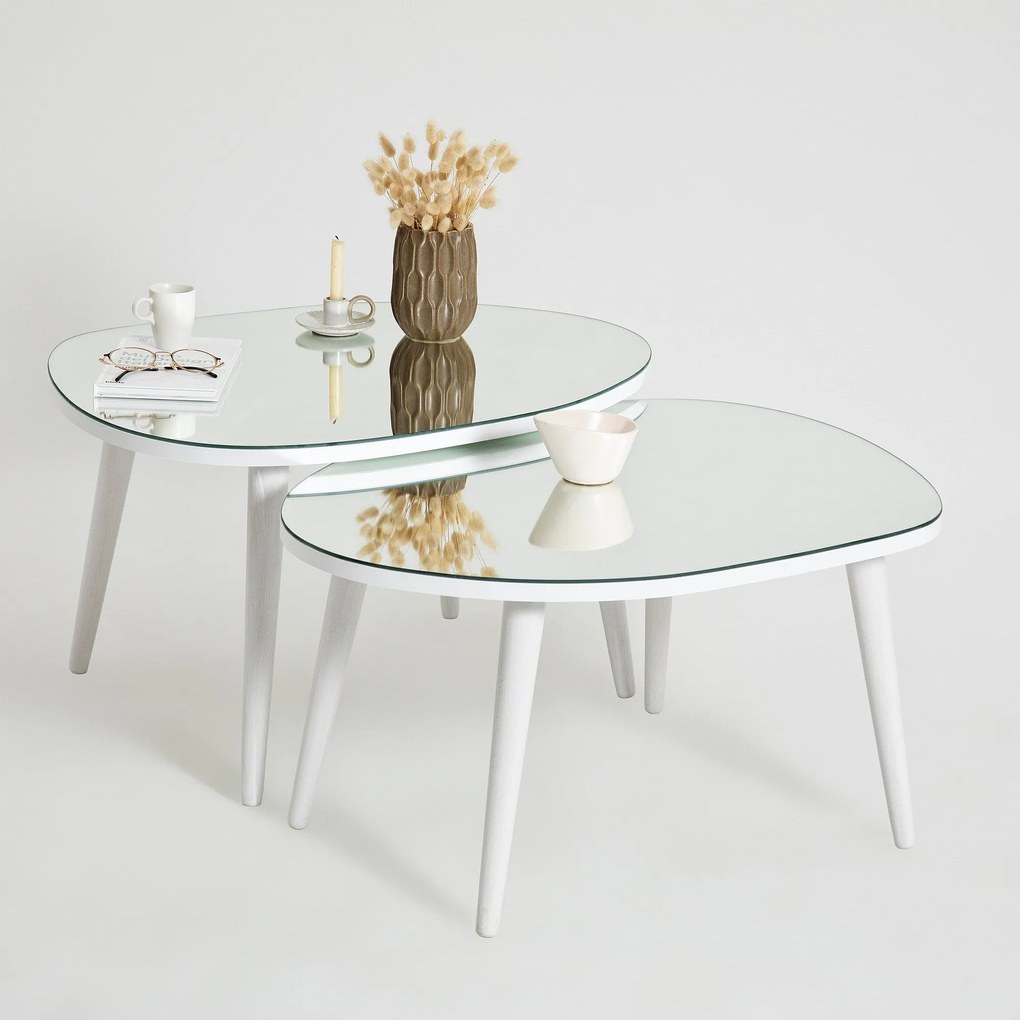 Conjunto de Mesas de Apoio Gusto – Branco – 75x38x55 cm e 75x41x55 cm