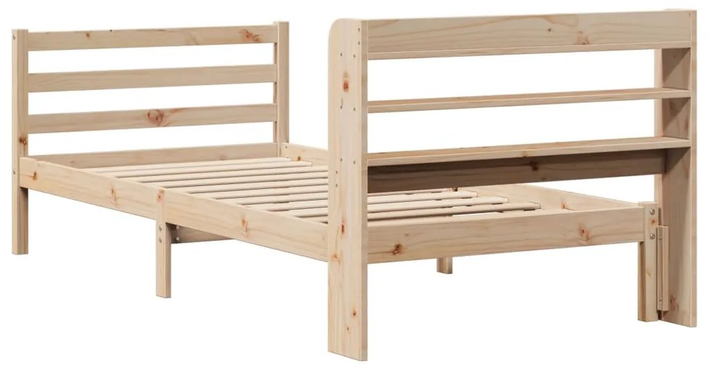 Estrutura de cama com cabeceira 75x190 cm pinho maciço