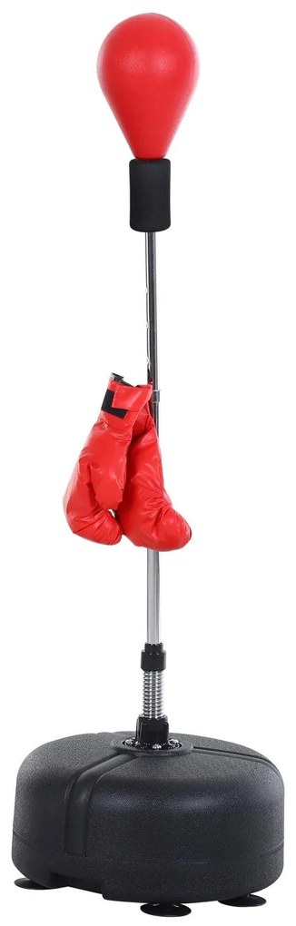 HOMCOM Punching Ball Ajustável Base Recarregável Boxe Suporte Luvas Treino Eficaz Alta Qualidade Ø48x136-154 cm Vermelho | Aosom Portugal
