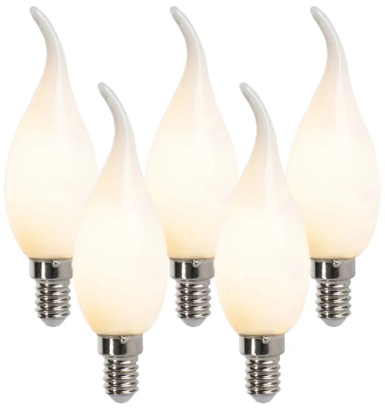 Conjunto de 5 Lâmpadas LED Filamento Velas E14 Dimerizáveis F35 Fosco 3W