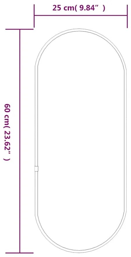 Espelho de parede 60x25 cm oval dourado