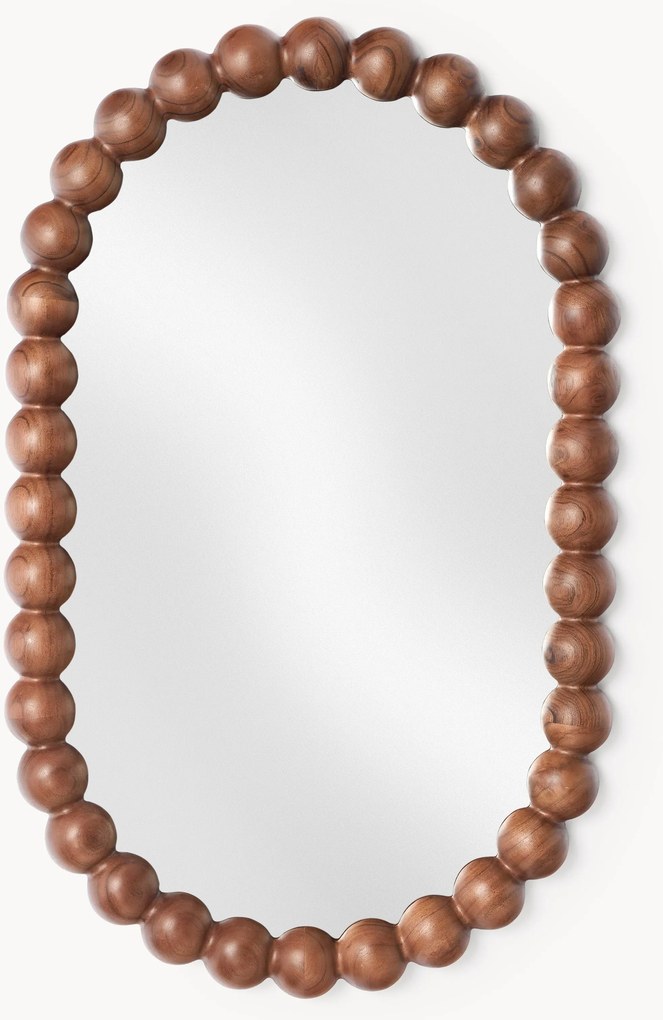 Espelho de parede oval com moldura em madeira de acácia Ayu