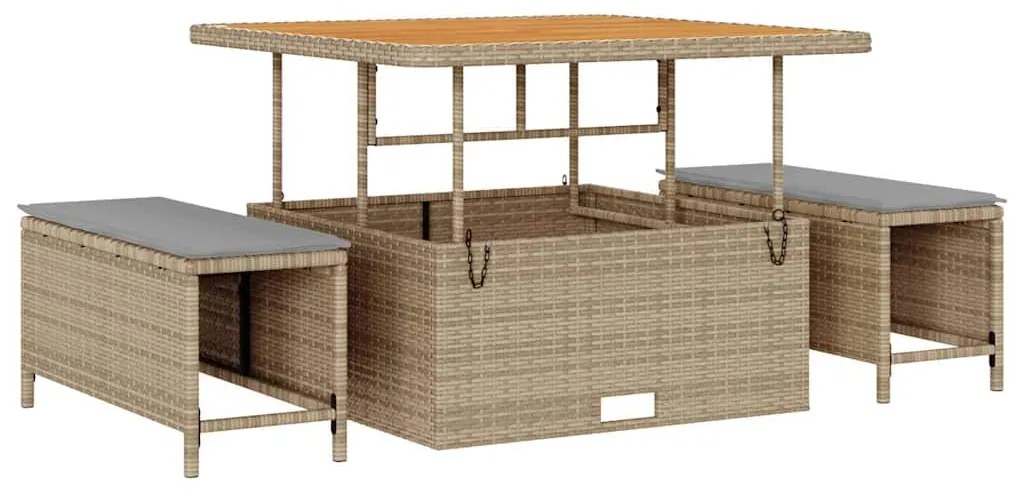 Conjunto de Sofá de Jardim de 12 Peças com Almofadas Bege Rattan Polié