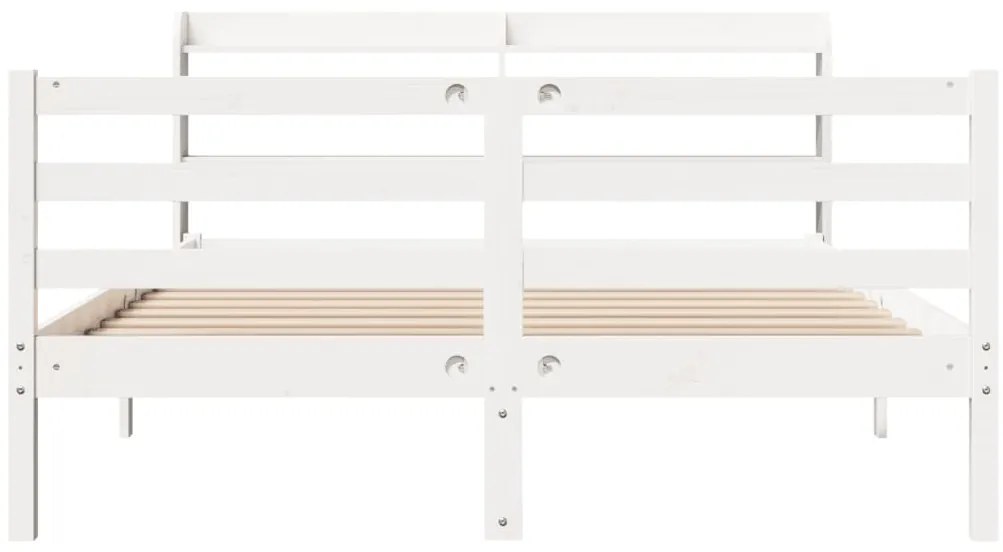 Estrutura de cama c/ cabeceira 150x200 cm pinho maciço branco