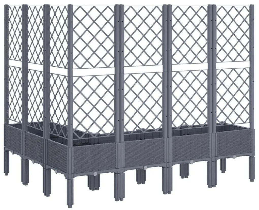 Vaso/floreira de jardim c/ treliça 160x120x142 cm PP cinzento azul