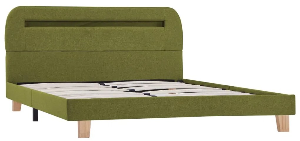 Estrutura de cama com LED em tecido 140x200 cm verde
