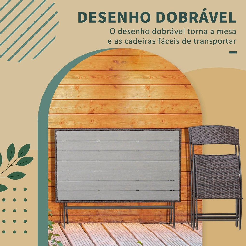 Conjunto de Refeição para Jardim – Ravello – 120x70 cm – Castanho – Vi