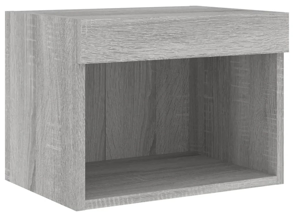 7 pcs conj. móveis de parede p/ TV c/ luzes LED cinzento sonoma