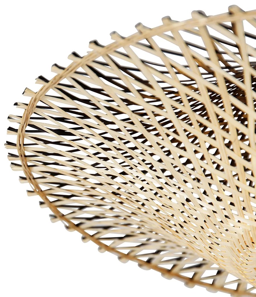 Candeeiro de arco moderno branco com abajur oriental em bambu 50 cm - XXL Rina