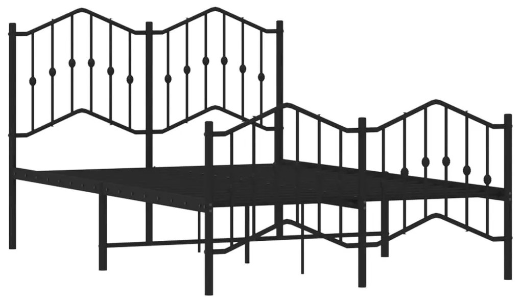 Estrutura de cama com cabeceira e pés 120x200 cm metal preto