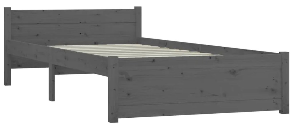 Estrutura cama pequena solteiro 75x190 cm madeira maciça cinza