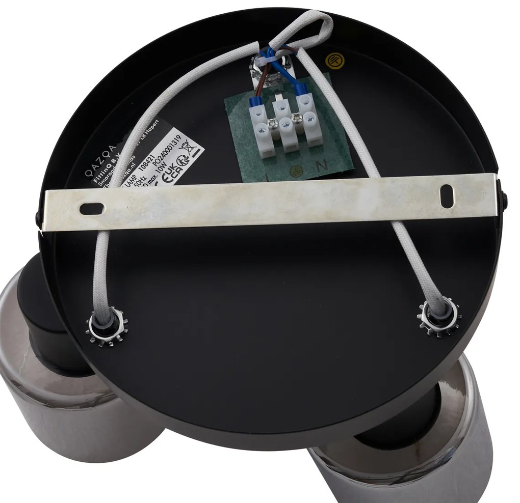 Plafon Moderno Redondo Preto 3 Luzes com Vidro Fumê - Cilin