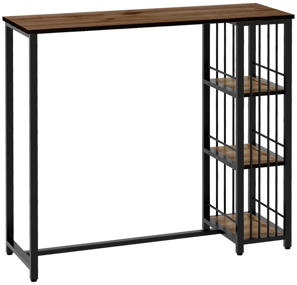 HOMCOM Mesa de Bar Mesa Alta de Cozinha Mange debout com Prateleiras 120x40x105 cm Pernas em Aço Preto | Aosom Portugal
