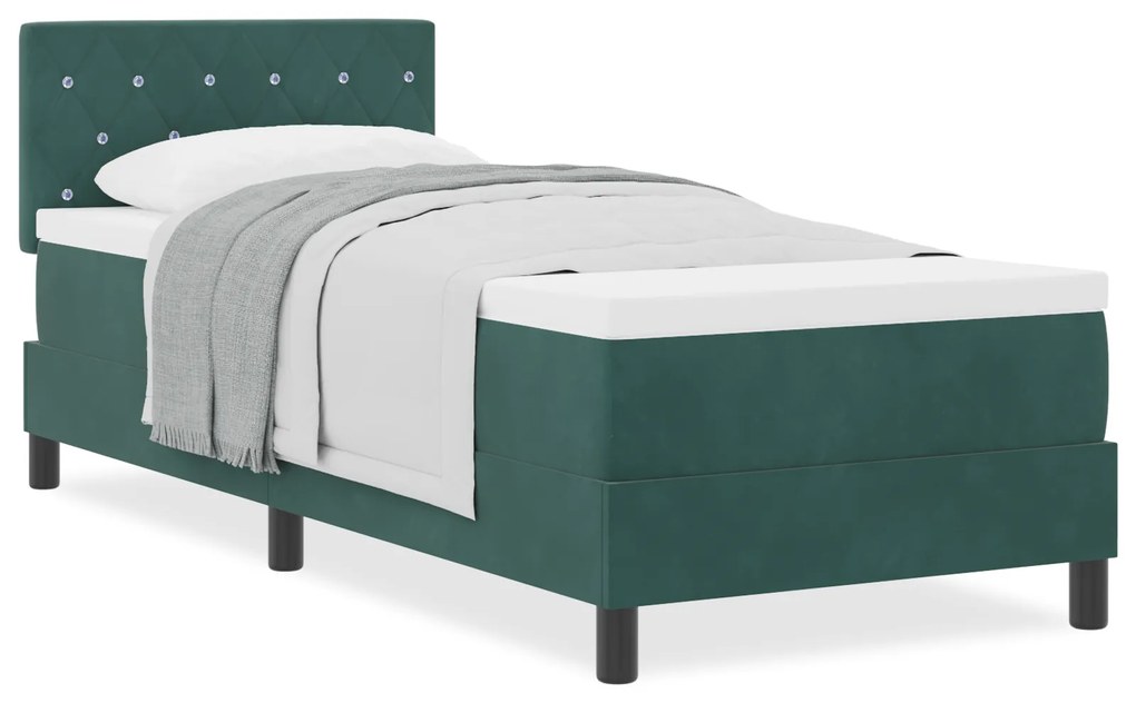 Cama Box Spring vidaXL com Colchão Verde Escuro 80x200 cm Veludo