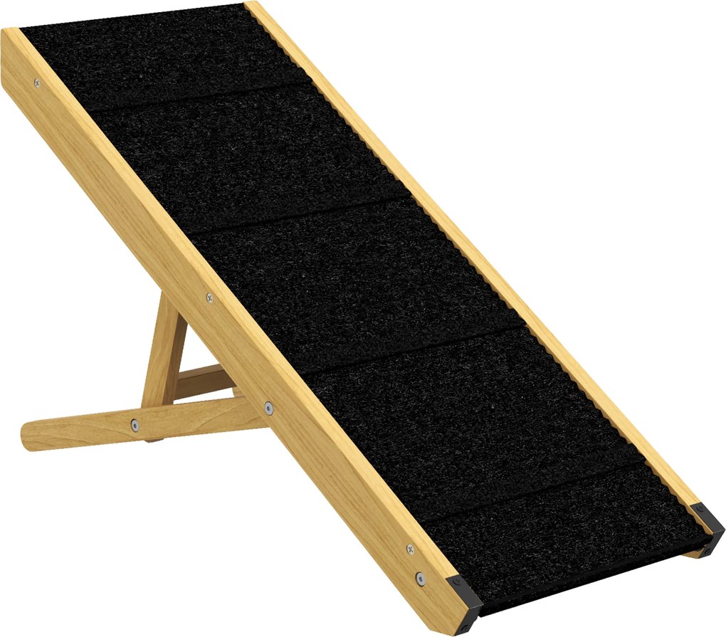 PawHut Rampa para Animais de Estimação de Madeira com Altura Ajustável em 4 Níveis para Cães Pequenos e Médios 83,5x35x47,5 cm Natural | Aosom Portugal
