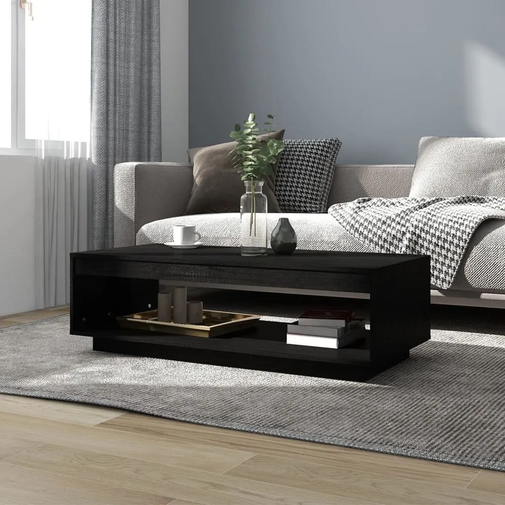 vidaXL Mesa de centro 110x50x33,5 cm madeira de pinho maciça preto
