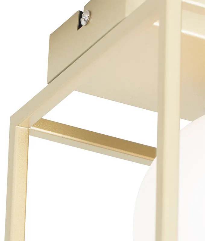 Candeeiro de teto design dourado com vidro branco 2 luzes - Aniek Design