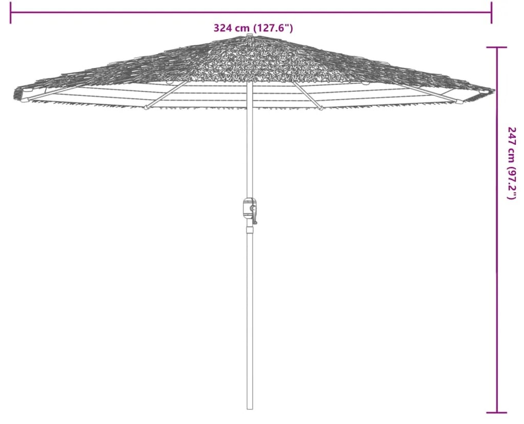 Guarda-sol de jardim com poste de aço 324x324x247 cm branco