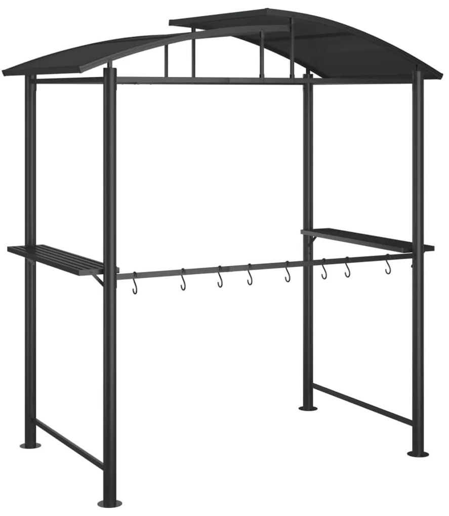 Gazebo churrasco prateleiras laterais 210x114x230 aço antracite
