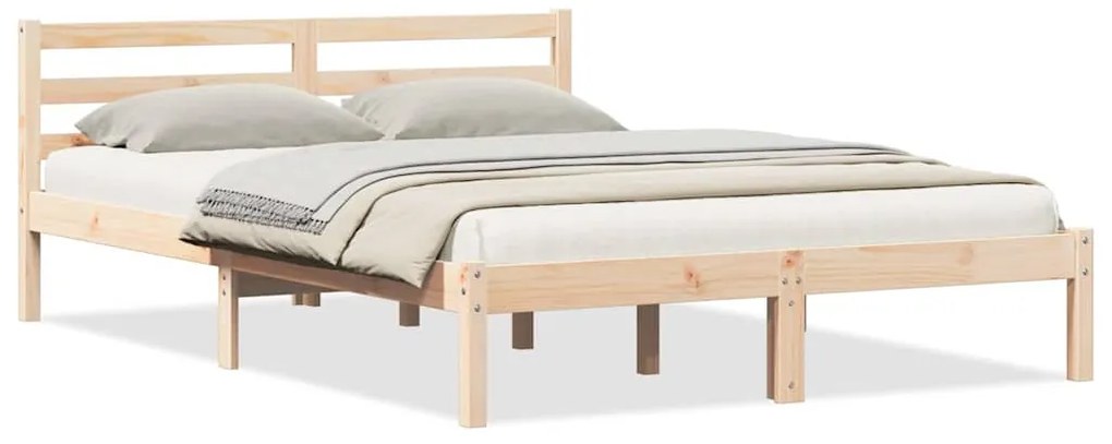 Cama com Cabeceira vidaXL 140x210 cm Madeira de Pinho