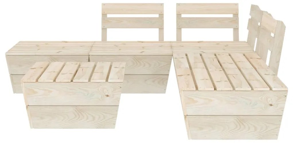 6 pcs conjunto lounge de paletes + almofadões madeira de abeto