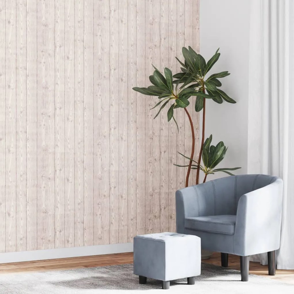 vidaXL Papel parede 3D grão de madeira 10x0,53 m não-tecido cinza