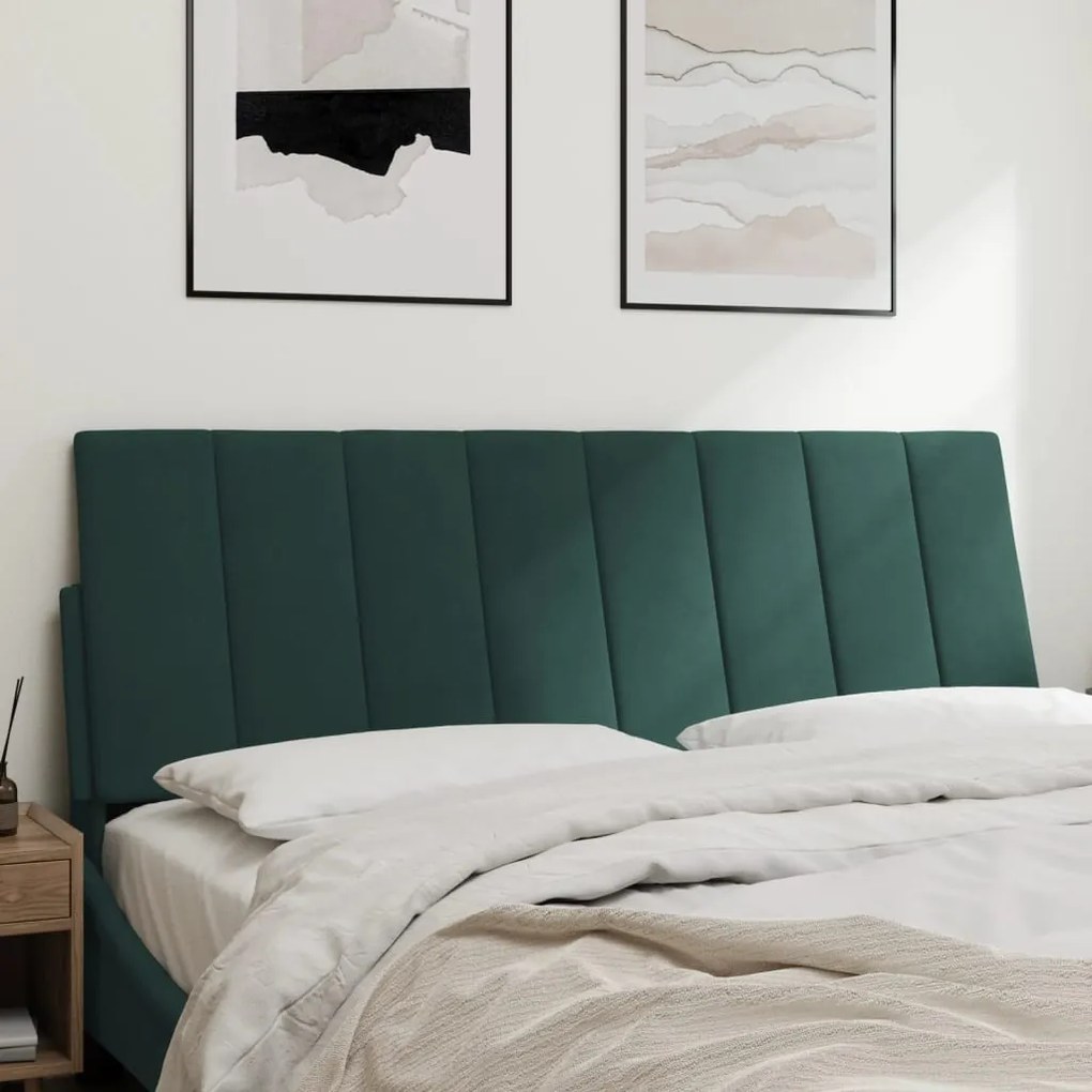 Almofadão de cabeceira 120 cm veludo verde-escuro