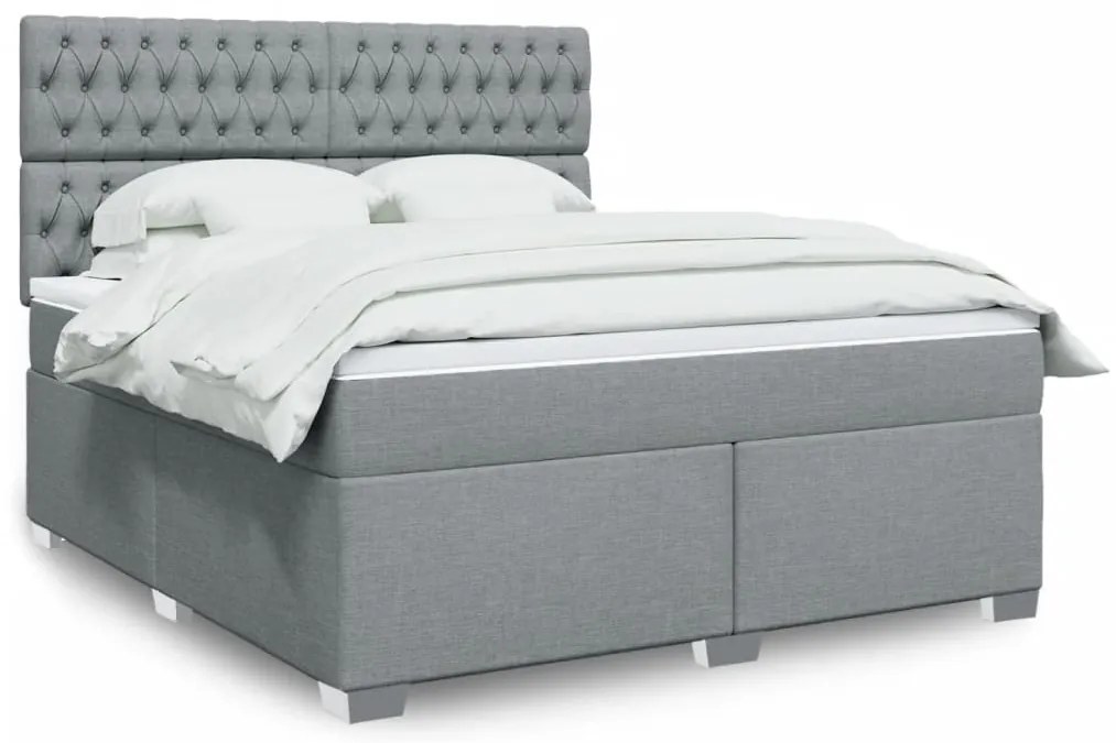 vidaXL Cama com molas/colchão 180x200 cm tecido cinzento-claro