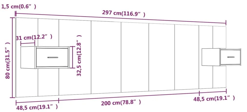 Cabeceira cama + armários madeira processada branco