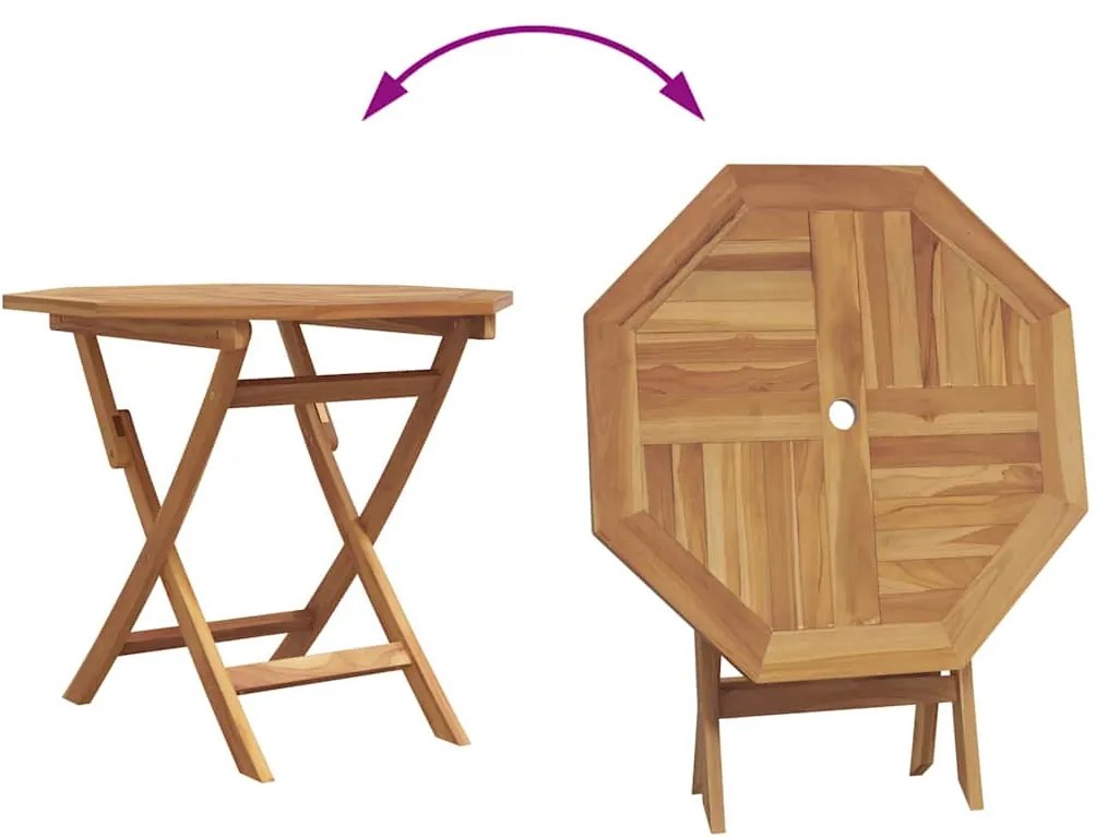 Conjunto Bistro de Jardim Dobrável de 3 Peças de Madeira Sólida de Acá