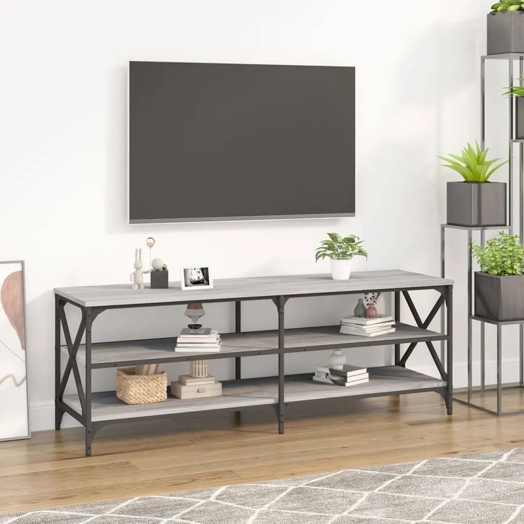 Móvel p/ TV 140x40x50 cm derivados de madeira cinzento sonoma
