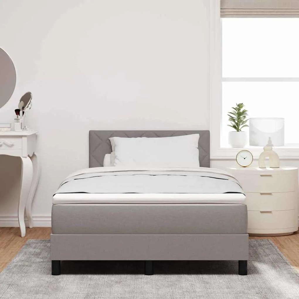 Cama Box com Colchão &amp; LED Taupe 120x190 cm Tecido