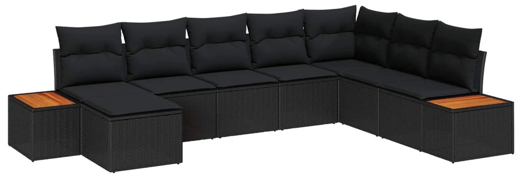 vidaXL Conjunto de Sofá de Jardim 8 pcs Preto Rattan Sintético