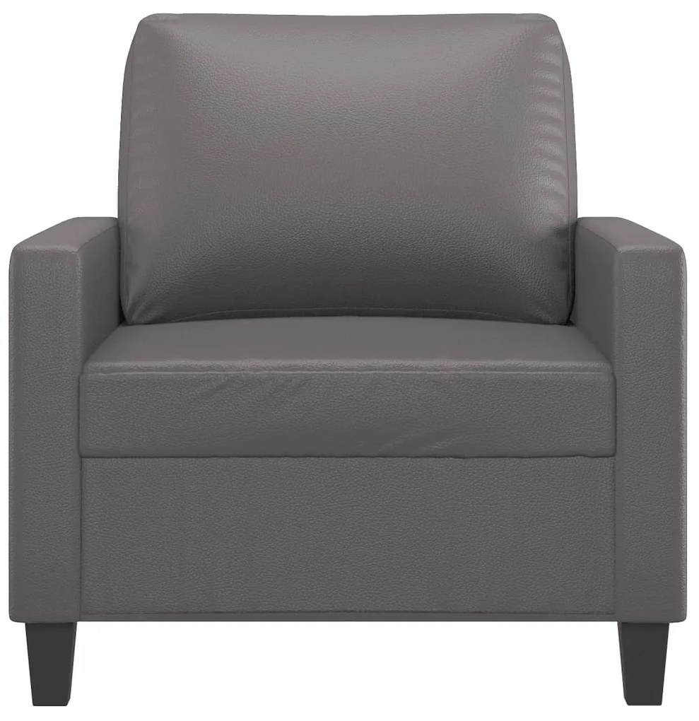 Poltrona 60 cm couro artificial cinzento