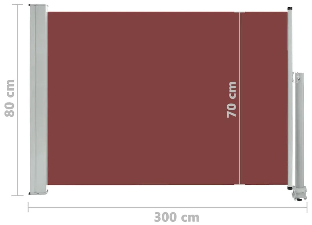 Toldo lateral retrátil para pátio 80x300 cm castanho
