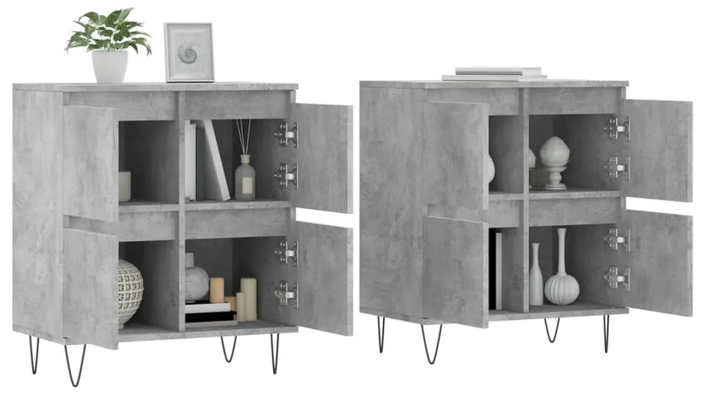 Aparadores 2 pcs derivados de madeira cinzento cimento