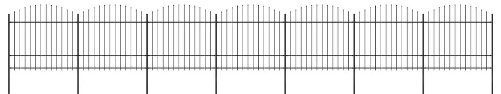 Cerca de jardim com topo em lanças (1,5-1,75)x11,9 m aço preto